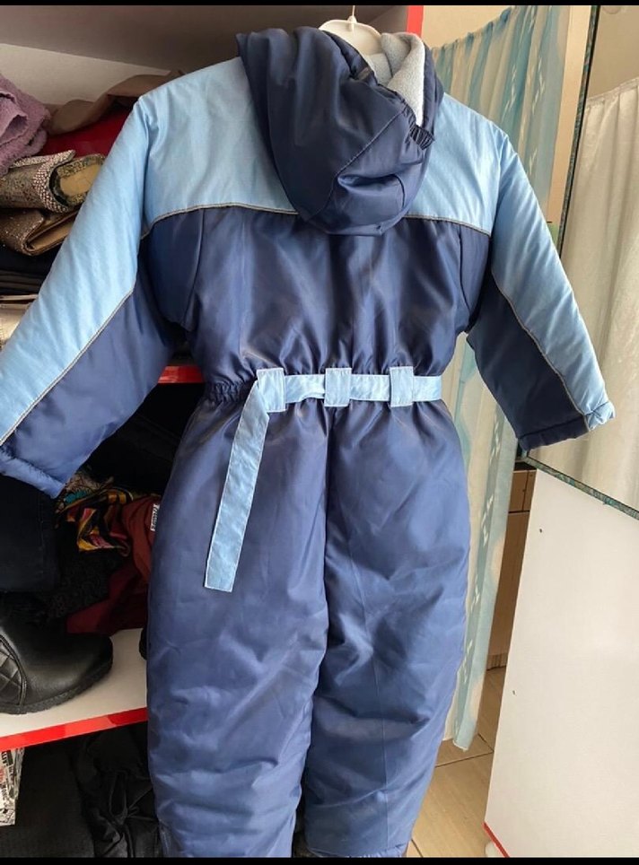 Koyu Mavi Nakışlı Fermuarlı Bebek Kayak Tulumu - Görsel 2