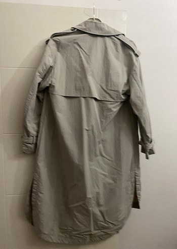 Bej Düğmeli Midi Keten Trençkot salaş model 40 bedenle uyumludur - Görsel 2