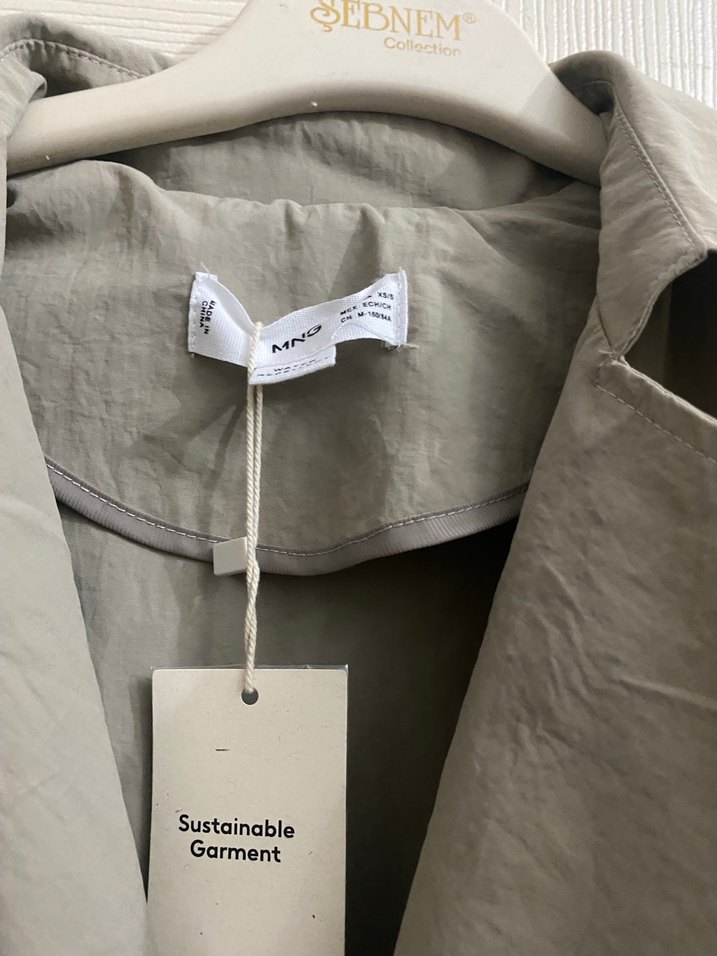 Bej Düğmeli Midi Keten Trençkot salaş model 40 bedenle uyumludur - Görsel 3