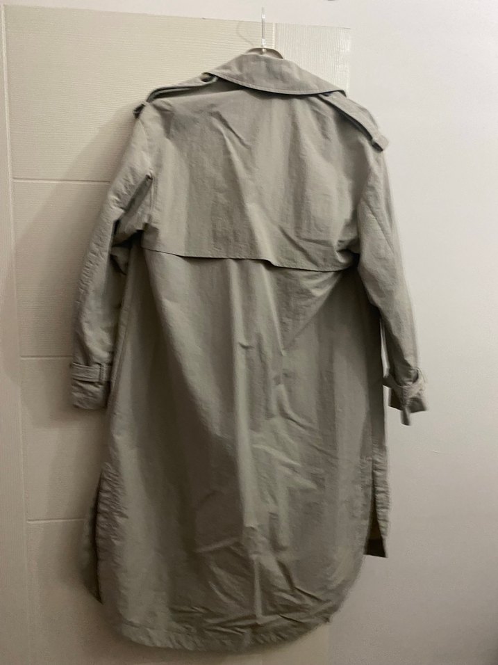 Bej Düğmeli Midi Keten Trençkot salaş model 40 bedenle uyumludur - Görsel 2