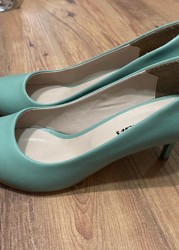 Turkuaz Stiletto Topuklu Kadın Ayakkabı - Görsel 2