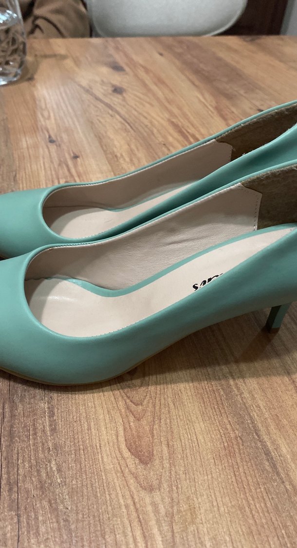 Turkuaz Stiletto Topuklu Kadın Ayakkabı - Görsel 2