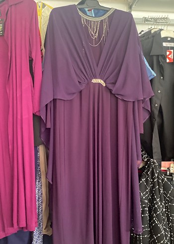 Mor Uzun Drapeli Hamile Abiye Elbise - Görsel 2