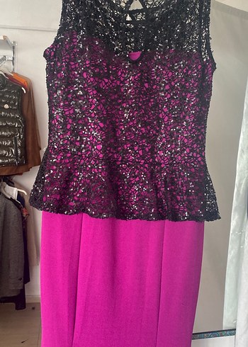 Mor Desenli Straplez Uzun Abiye Elbise - Görsel 2