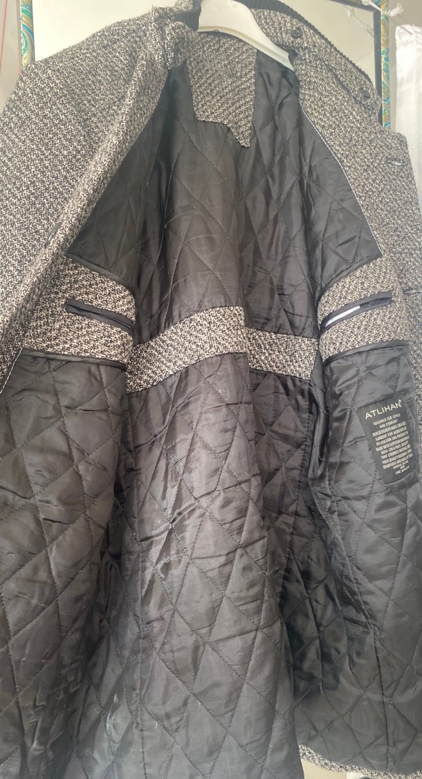 Gri Düğmeli Erkek Yün Kaban - Görsel 2