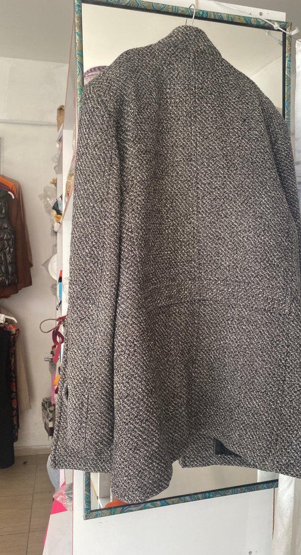 Gri Düğmeli Erkek Yün Kaban - Görsel 3