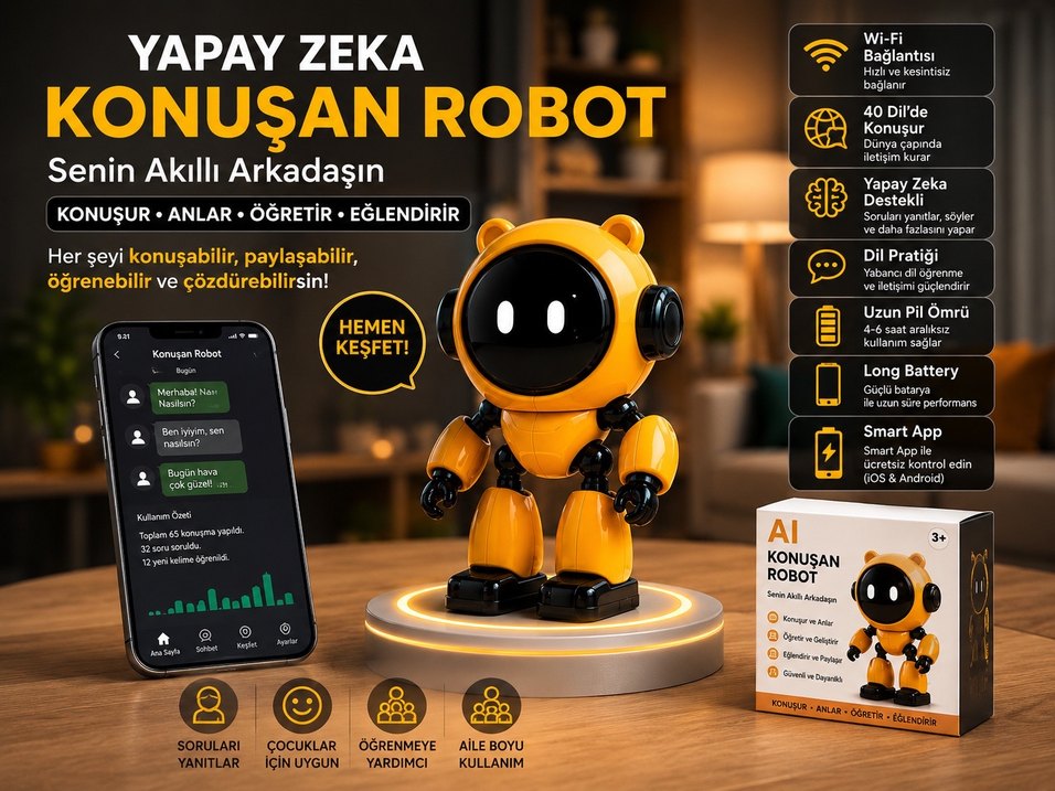 Renkli ve Eğlenceli Yapay Zeka Robotu — görsel 4/5