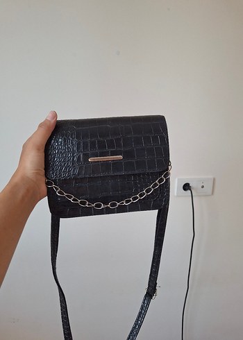 Diğer Siyah Deri Yılan Desenli Kadın Çanta