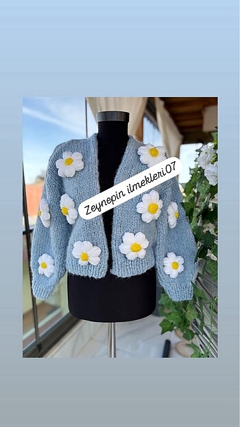 Papatyalı hırka modeli