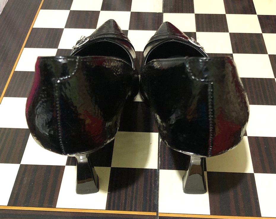 Siyah Yılan Desenli Tokalı Kadın Stiletto - Görsel 2