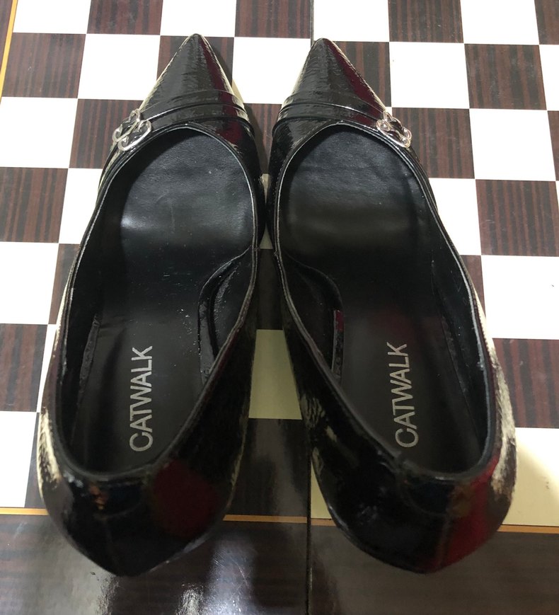 Siyah Yılan Desenli Tokalı Kadın Stiletto - Görsel 3