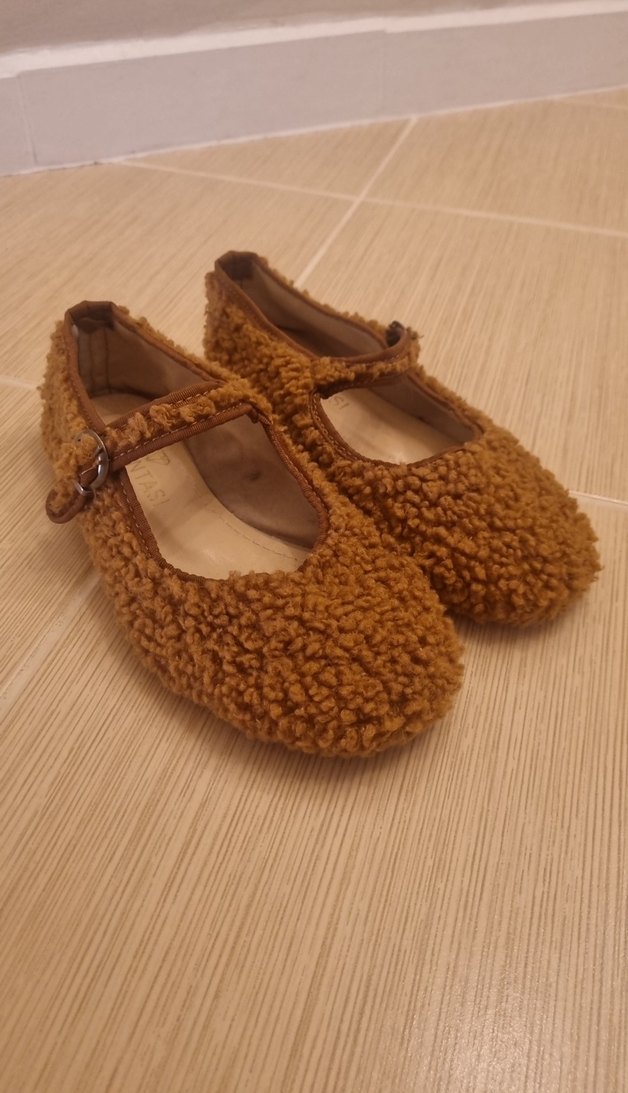 Kahverengi Yünlü Kadın Dolgu Topuklu Babet - Görsel 2