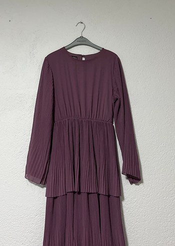 Uzun Pilili Mor Kadın Elbise - Görsel 3