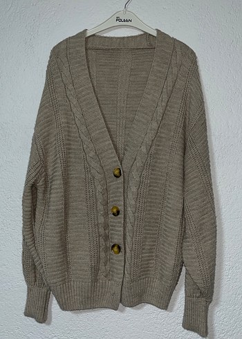 Bej Örgü Kadın Hırka, Rahat Bohem Stil - Görsel 2