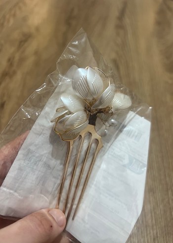 Bej Püsküllü Vintage Saç Tokası - Görsel 2