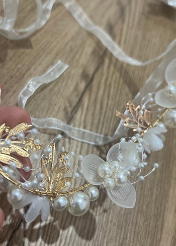 Beyaz Boncuklu Bohem Vintage Saç Aksesuarı - Görsel 2