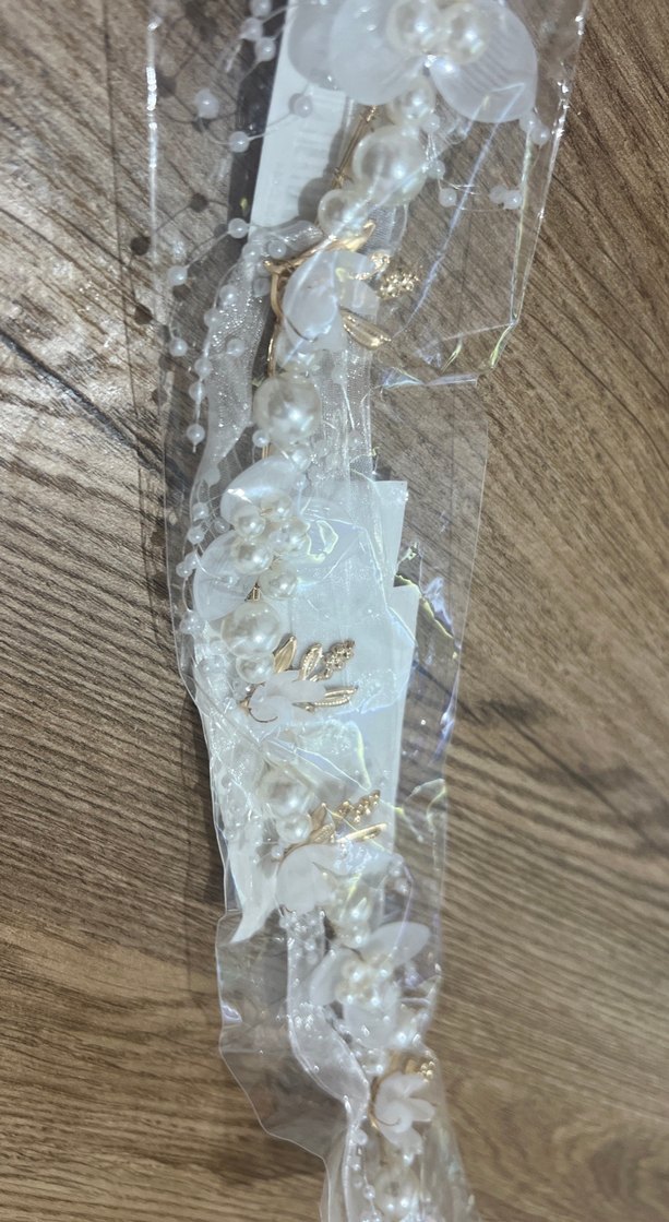 Beyaz Boncuklu Bohem Vintage Saç Aksesuarı - Görsel 3