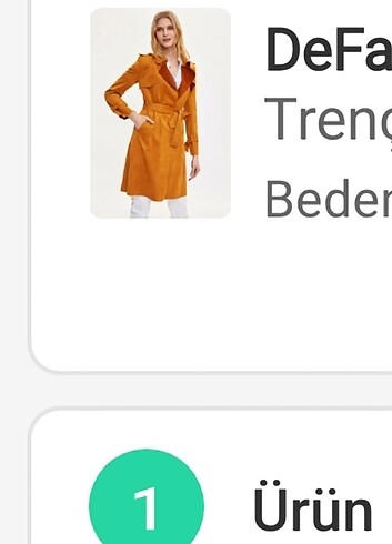 s Beden Defacto kadın turuncu beli kuşaklı süet trençkot
