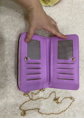 Fermuarlı Mor Süet Kadın Portföy Cüzdan - Görsel 3