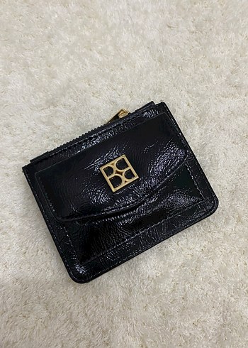 Siyah Parlak Nakışlı Kadın Deri Kartlık - Görsel 2