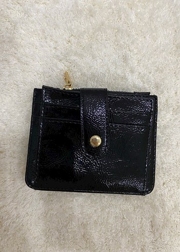 Siyah Parlak Nakışlı Kadın Deri Kartlık - Görsel 3