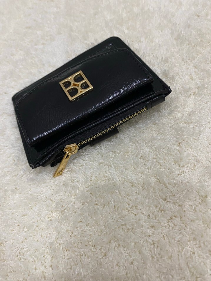 Siyah Parlak Nakışlı Kadın Deri Kartlık - Görsel 5