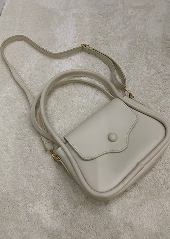 Beyaz Minimalist Deri Kadın Çanta - Görsel 2