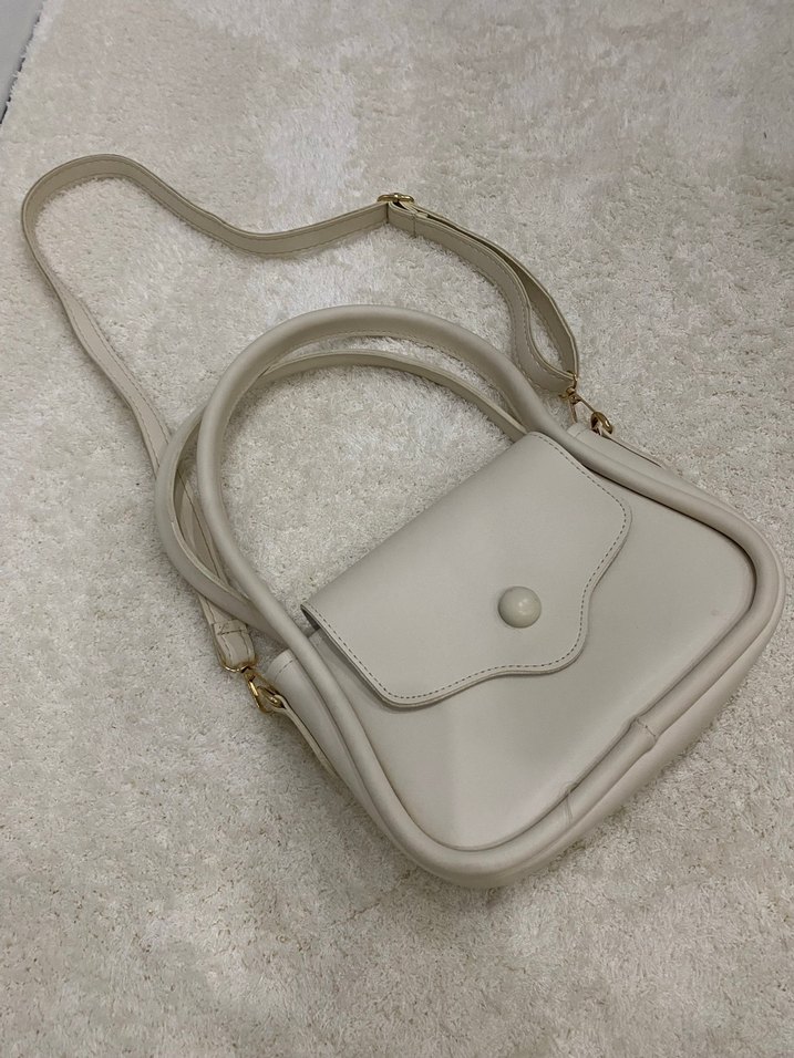 Beyaz Minimalist Deri Kadın Çanta - Görsel 2