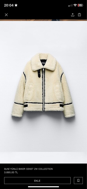 Zara yünlü biker ceket