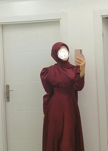 Bordo Tesettür abiye