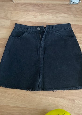 Siyah Denim Mini Etek