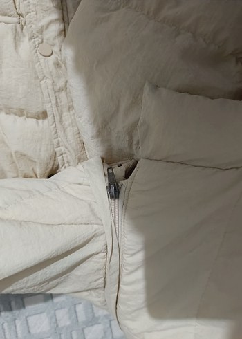 Beyaz Düğmeli Uzun Kadın Kışlık Ceket - Görsel 7