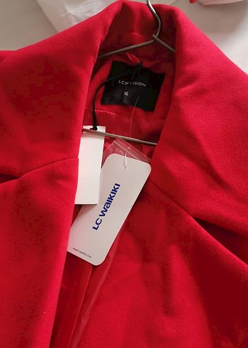 Kırmızı Kadın Uzun Düğmeli Kaban/ trenc - Görsel 2