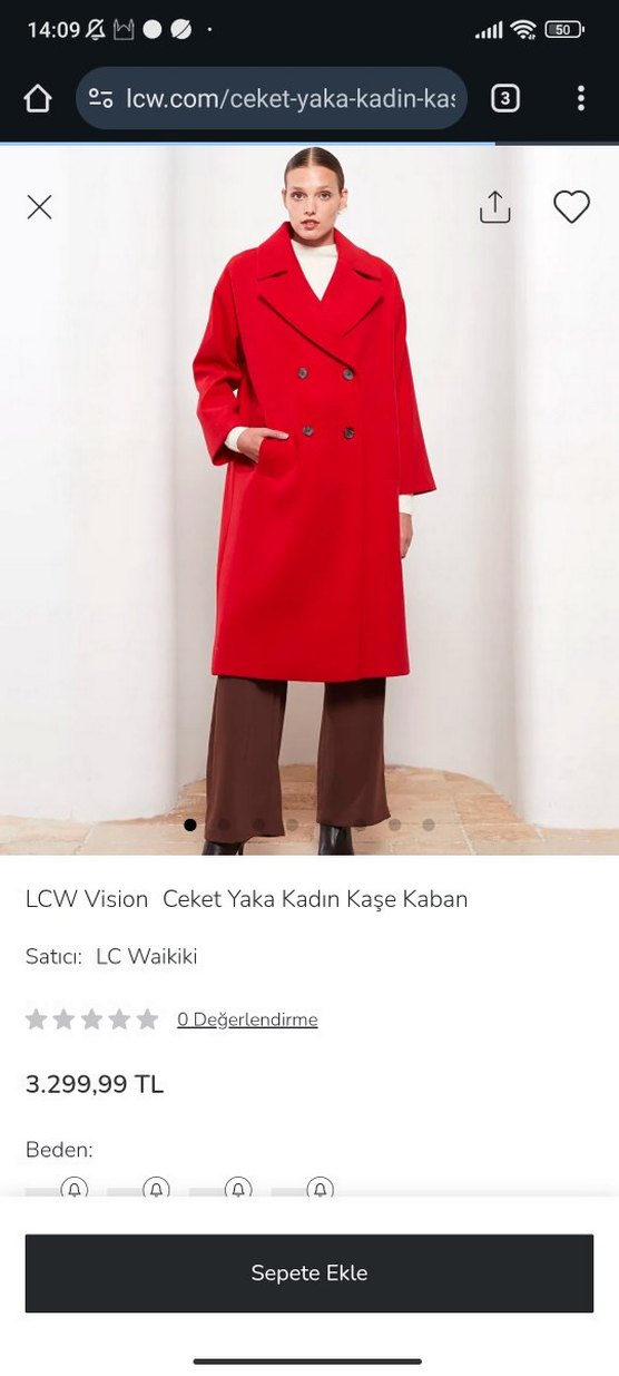 Kırmızı Düğmeli Uzun Kadın Kaban - Görsel 4