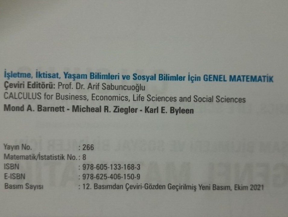Genel Matematik - Barnett, Ziegler, Byleen - Görsel 2