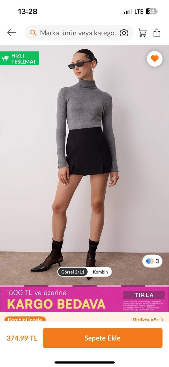 Siyah Mini Etek - Görsel 2