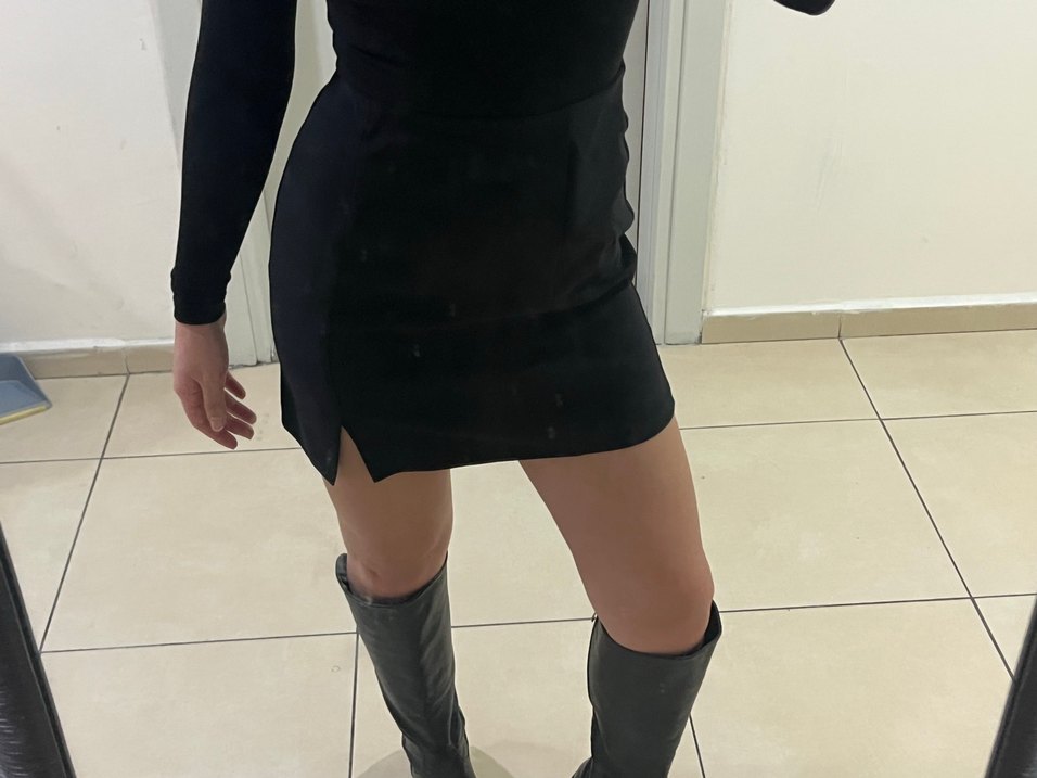 Siyah Düz Mini  Etek - Görsel 4