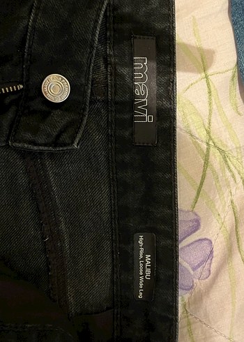 m Beden Kadın Siyah Bol Kesim Midi Kot Pantolon