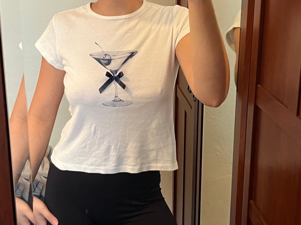 Beyaz Baskılı Kadın Tişört - Görsel 2