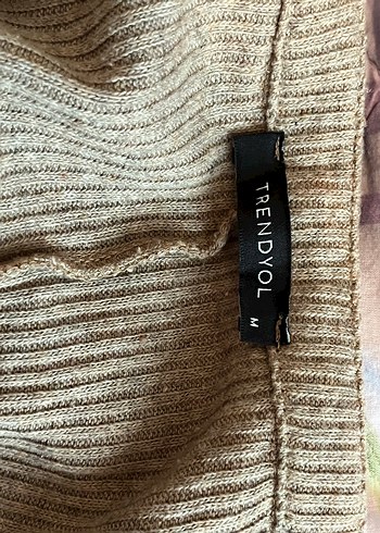 Bej V Yaka Fitilli Crop Kazak - Görsel 3