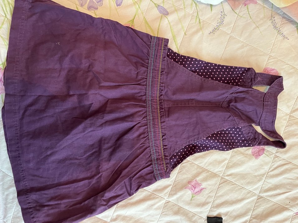 Mor Nakışlı Kız Çocuk Elbisesi - Görsel 3