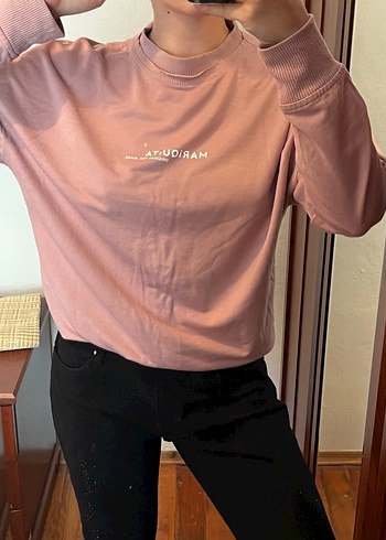 Pembe Baskılı Kadın Sweatshirt - Görsel 2