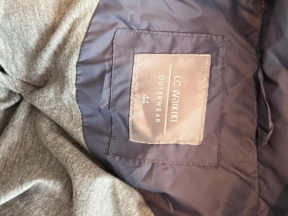 Mavi Midi Kadın Ceket, Yüksek Yakalı, Rahat Kesim - Görsel 3