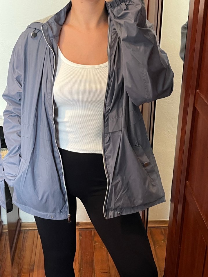 Mavi Midi Kadın Ceket, Yüksek Yakalı, Rahat Kesim - Görsel 2