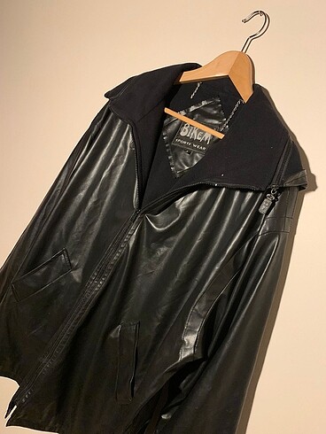 American Vintage Kapşonlu Oversize deri ceket vintage