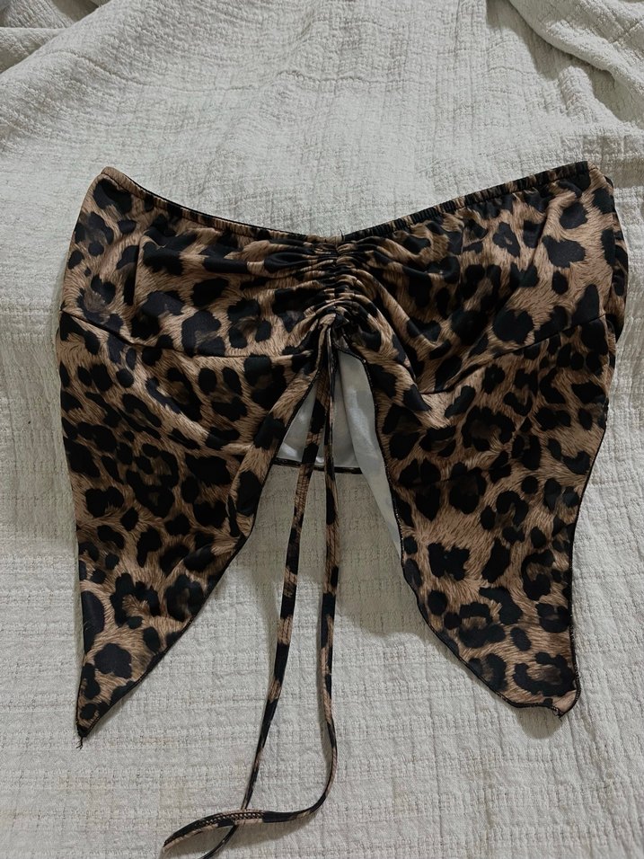 Kahverengi Leopar Desenli Straplez - Görsel 2