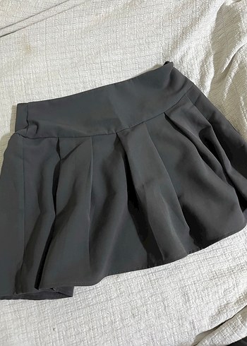 Kadın Gri Pliseli Mini Etek - Görsel 2