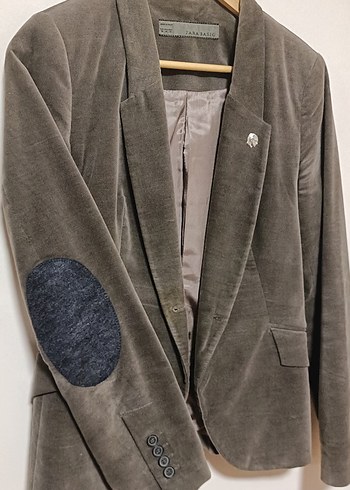 Zara marka Düğmeli Kahverengi Süet Kadın Blazer - Görsel 3