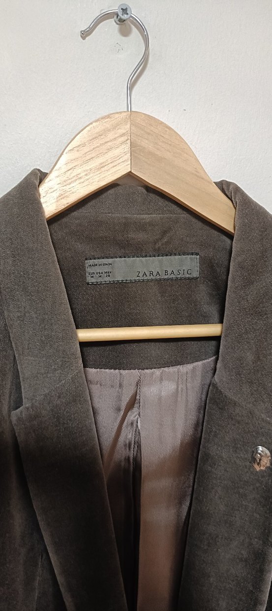 Zara marka Düğmeli Kahverengi Süet Kadın Blazer - Görsel 4