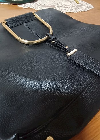 mango marka Klasik Siyah Deri Kadın Çanta - Görsel 3